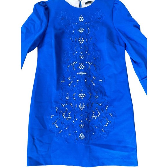 CYNTHIA STEFFE Blue Cutout Shift Dress Size 2 - Picture 3 of 7